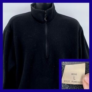 Woolrich Mens Fleece Pullover Jacket 1/4 Zip Black Polartec Size L‎ Outdoor